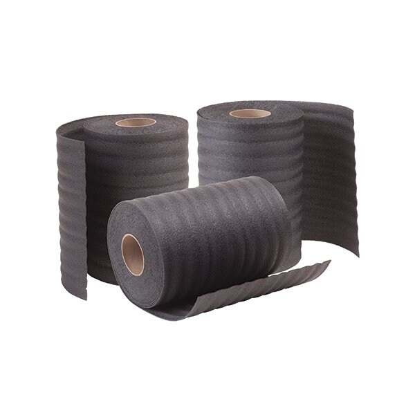 Bsc Preferred 1/8'' x 24'' x 550' 3 Perforated Recycled Black Air Foam Rolls FB18S24P - main